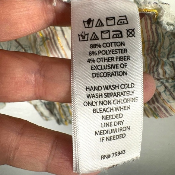 RACHEL Rachel Roy Metallic Embroidered Peasant Top, Neutral Multi, Size Small - Picture 6 of 10